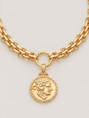New! Gold Coin Link Chain Necklace NWOT 3036